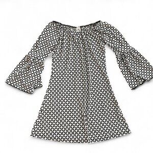 2B Together Geometric Bell Sleeve Dress – 70s Boho / Retro Revival (Made in USA)